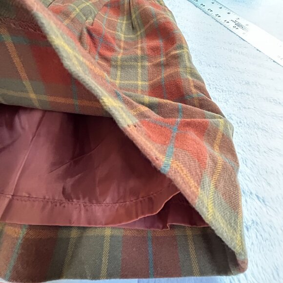 Women’s Checkered High Waist Pleated Shorts Red Brown Casual Lined Pockets 64-68 - Picture 11 of 12